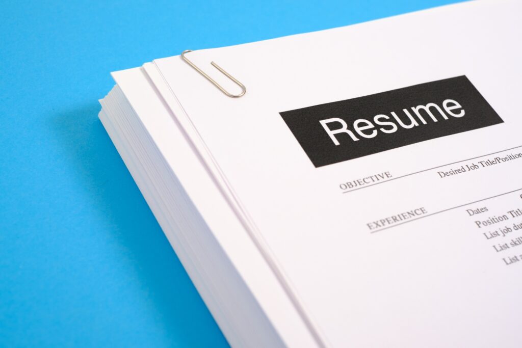 Photo of job search and interview resume recruitment application concept